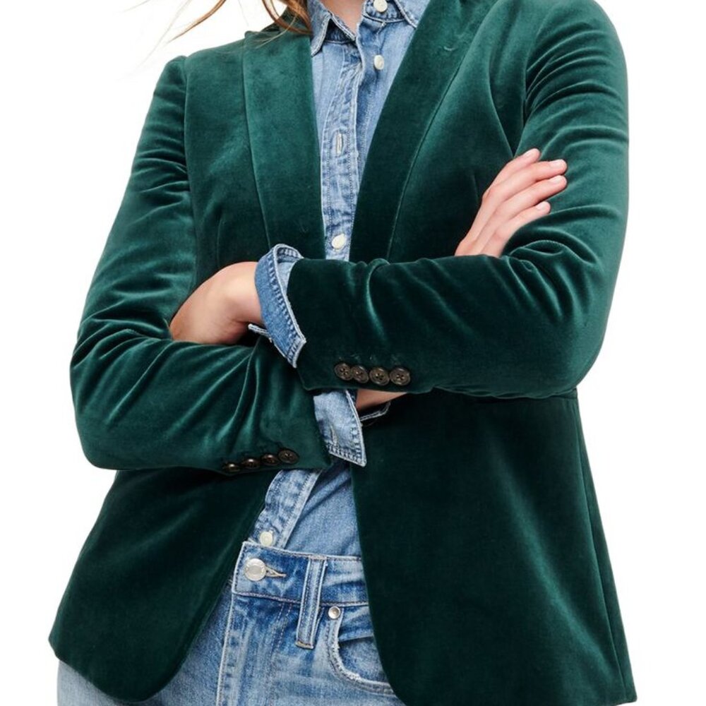 Jcrew Parke Emerald Green Velvet Blazer